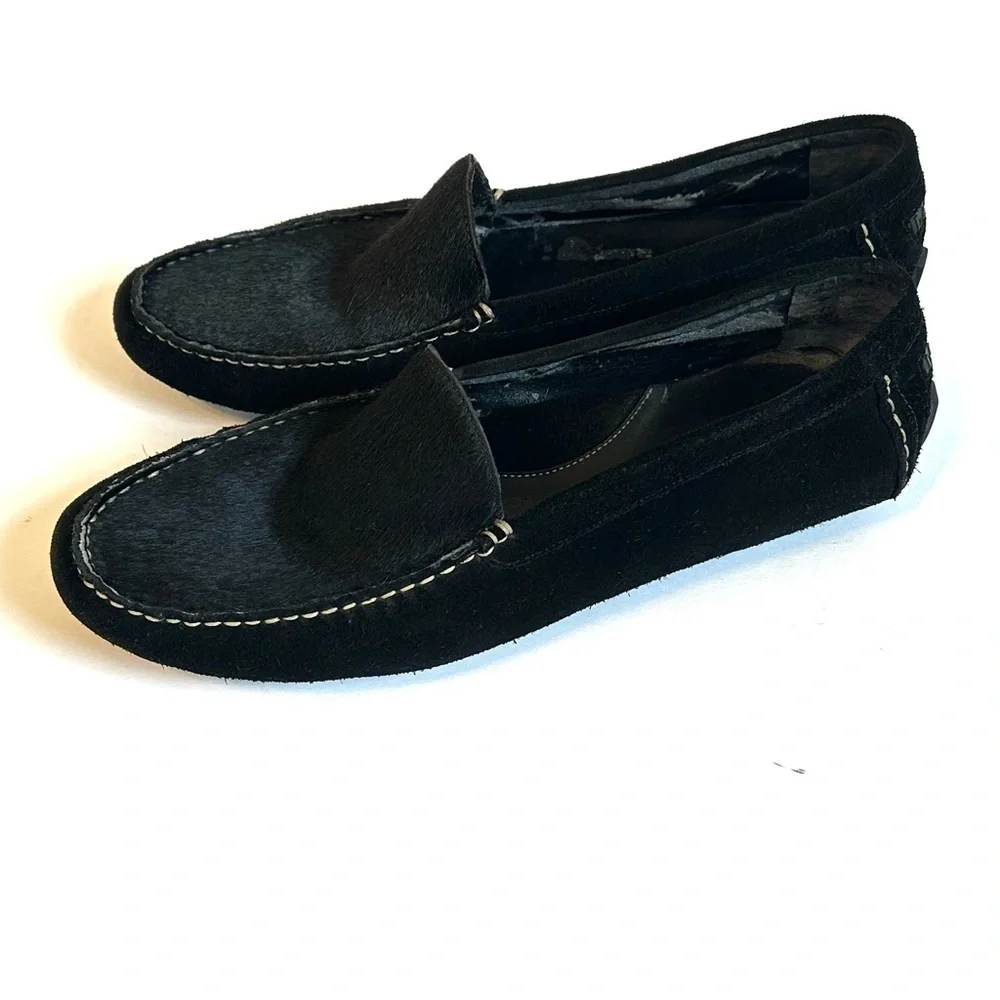 Vintage Ralph Lauren  Black Suede/Calf Hair Driving Moccasin Loafers Sz 10B